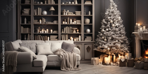 Wohnzimmer mit Weihnachtsbaum