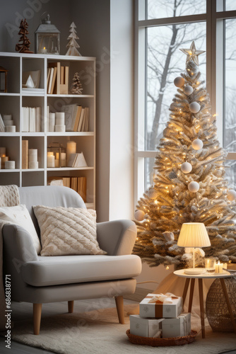 Wohnzimmer mit Weihnachtsbaum © Fatih