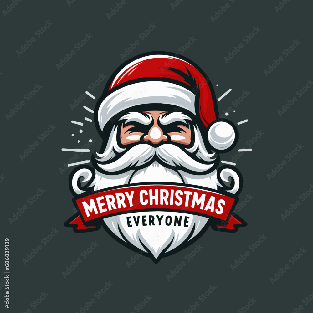 Vector Illustration santa claus with lettering merry Christmas santa claus logo. Santa Claus Merry Christmas Logo. Ai Generated