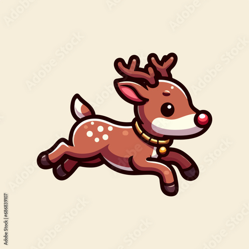 Cute vector illustration of christmas deer xmas reindeer. Ai Generated © Shahzil