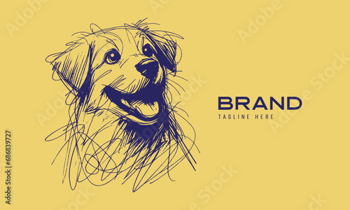 Detailed line illustration logo for dog related business