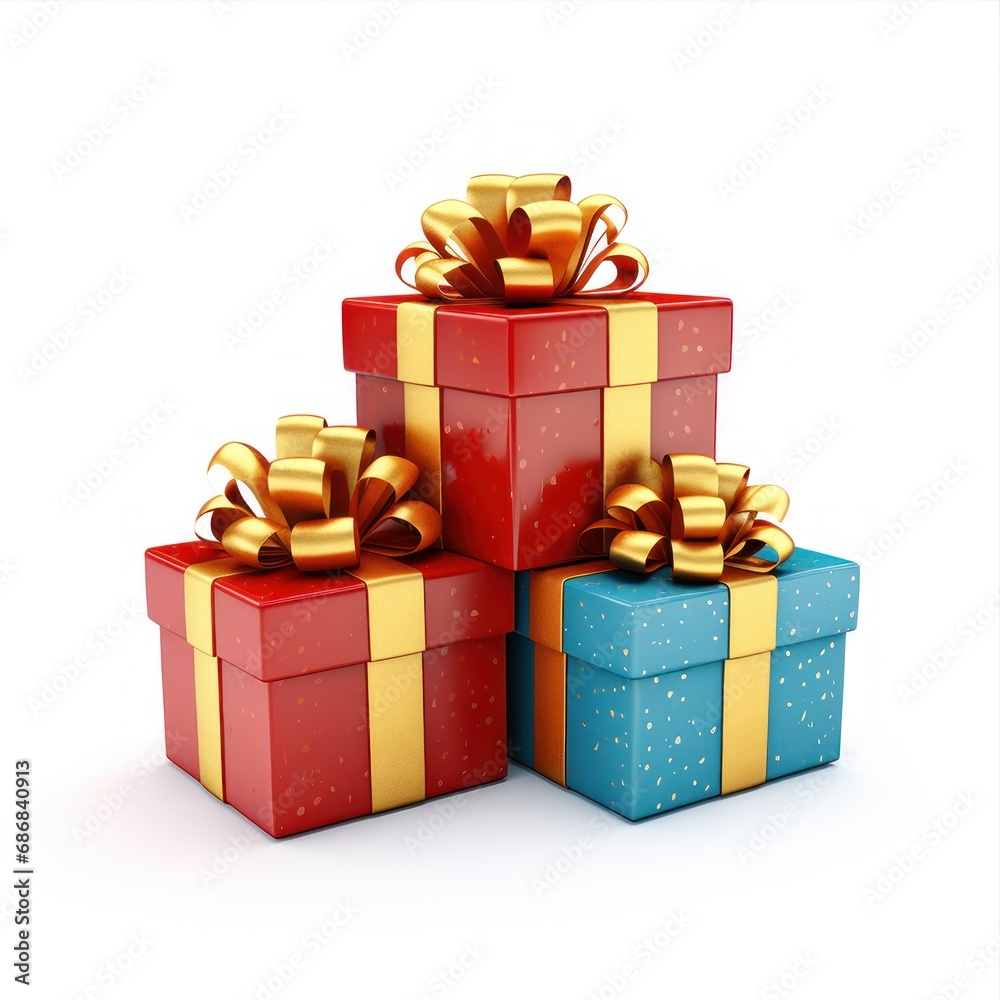 Obraz premium Gift box isolated on white background. Packaging with bow and ribbon.