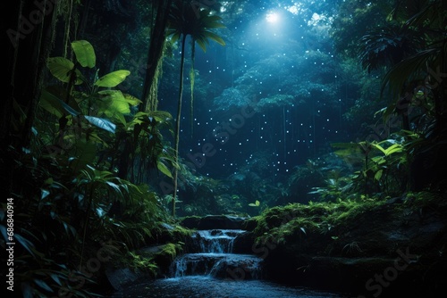 Starry Night in a Lush Rainforest