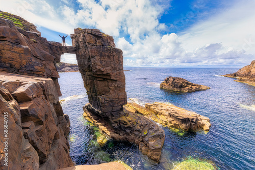 Scotland, Orkney Islands, Mainland, Yesnaby sea stacks photo