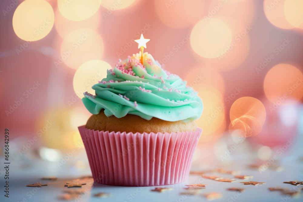 illustration of a muffin with green cream topping illustration of a muffin with green cream topping