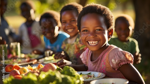Happy Kids Enjoying Healthy Eating
