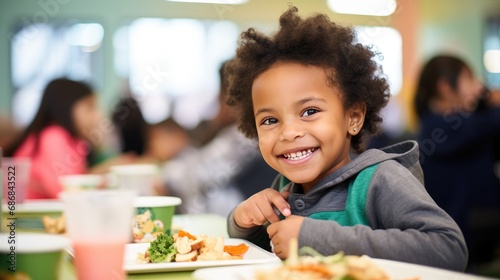 Smiles and healthy food: the joy of lunch for children at the table