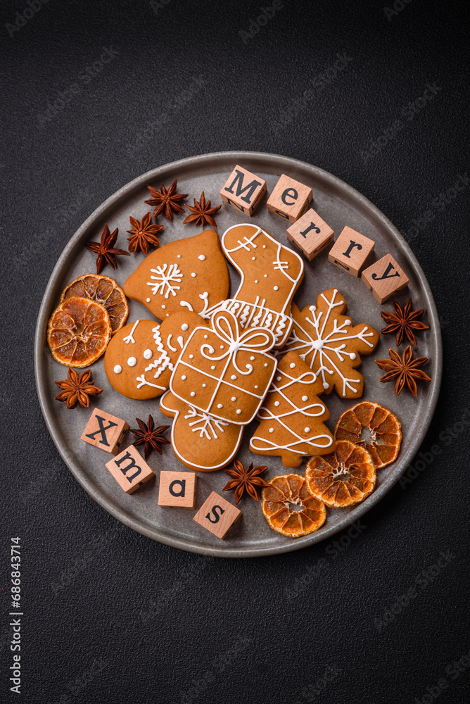 Beautiful Christmas composition with copy space with an inscription in wooden cubes Beautiful Christmas composition with copy space with an inscription in wooden cubes