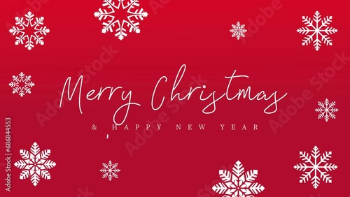 Merry Christmas & Happy New Year with snowflake background, Merry Christmas banner, New Year eve banner. Snowflake card animation