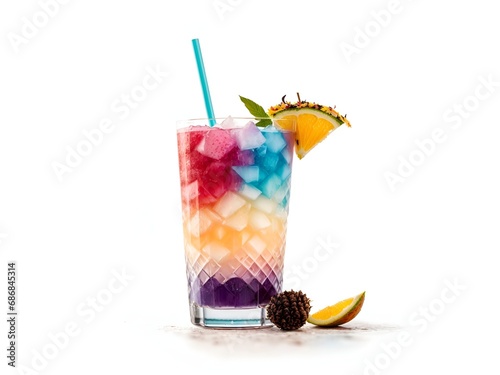 A layered tropical fruit drink with shades photo