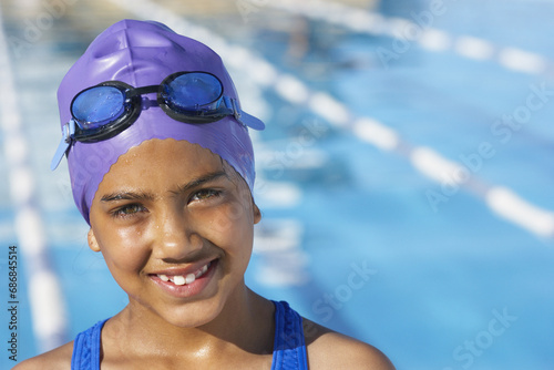 Portrait of Girl by Swimming Pool photo