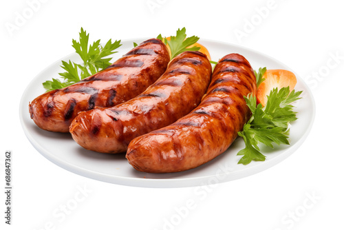 grilled sausage with vegetables food sausage  meat, meal grilled, dinner, sausages, isolated barbecue  photo