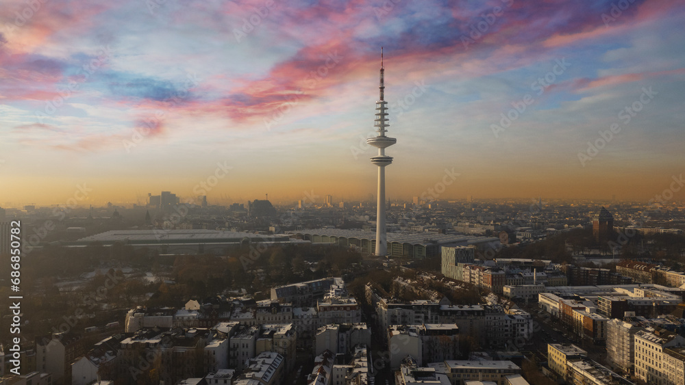 Fototapeta premium Hamburg aerial , Television Tower