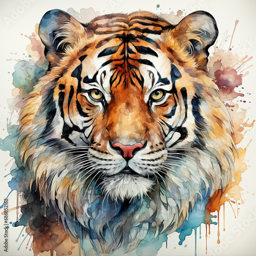 watercolor Tiger clipart  Generative Ai