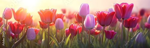Beautiful tulips flowers. Watercolor