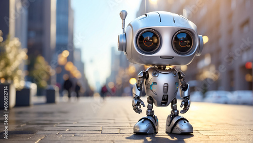 Cute little robot on the street