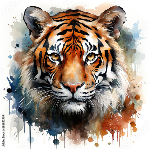 watercolor Tiger clipart  Generative Ai