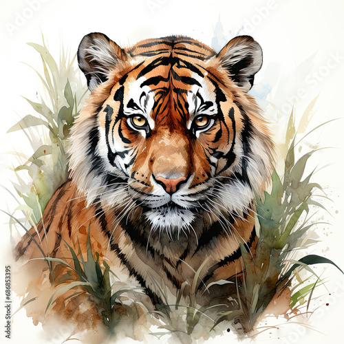 watercolor Tiger clipart  Generative Ai