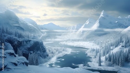  a view of a snow covered mountain range from the top of a mountain with snow covered mountains in the background.