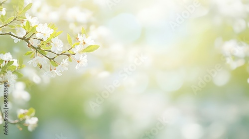 Beautiful cherry tree blooming. Beautiful spring or summer background Dreamy gentle air artistic image. Soft focus