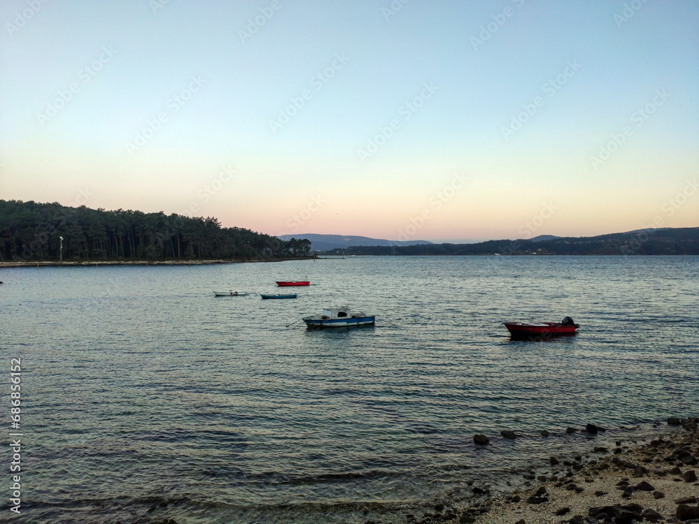 boats at sunset