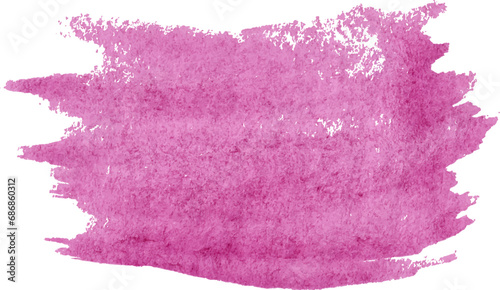 Watercolor brush stroke of pink paint on a white isolated background 