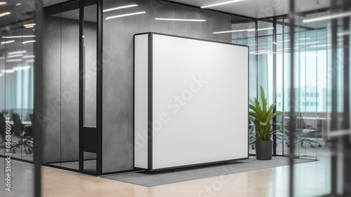 corporate branding white empty blank frame mockup template with modern business offices background for identity logo branding at reception wall in contemporary design