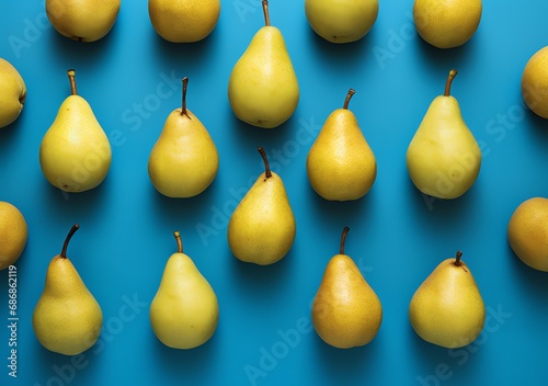 a group of pears on a blue background