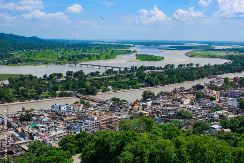 Принти на полотні Haridwar city, aerial view from Shrai Mata Mansa Devi Mandir Temple, Hardwar