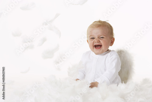 Baby Dressed as Angel photo