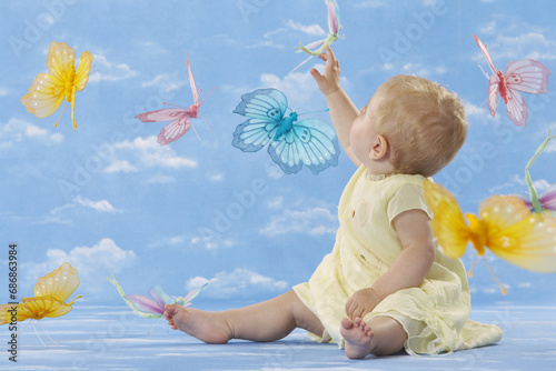Baby with Butterflies photo