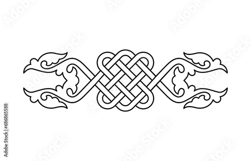 Celtic interlaced pattern isolated vector. Nordic symbol. Celtic knot vector illustration. Vintage element. Dividing decorative element illustration.	