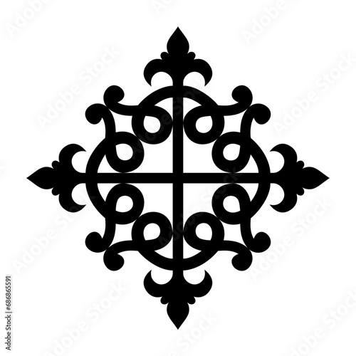 Ancient decorative pattern. Decorative element vector illustration. Architectural floral element. Celtic symbol line art.