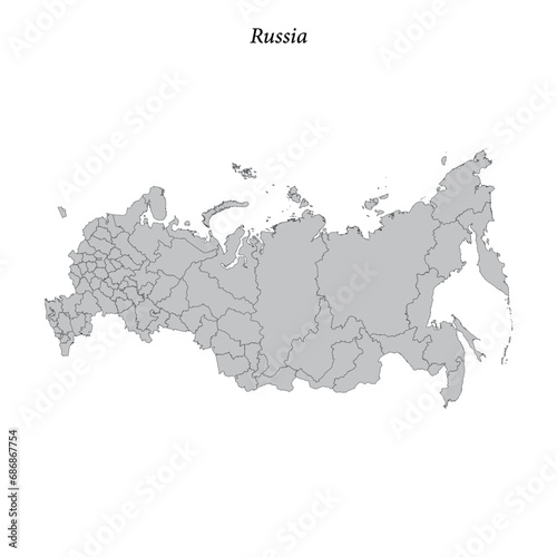 Simple flat Map of Russia with borders