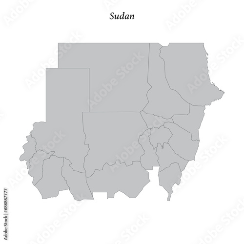 Simple flat Map of Sudan with borders