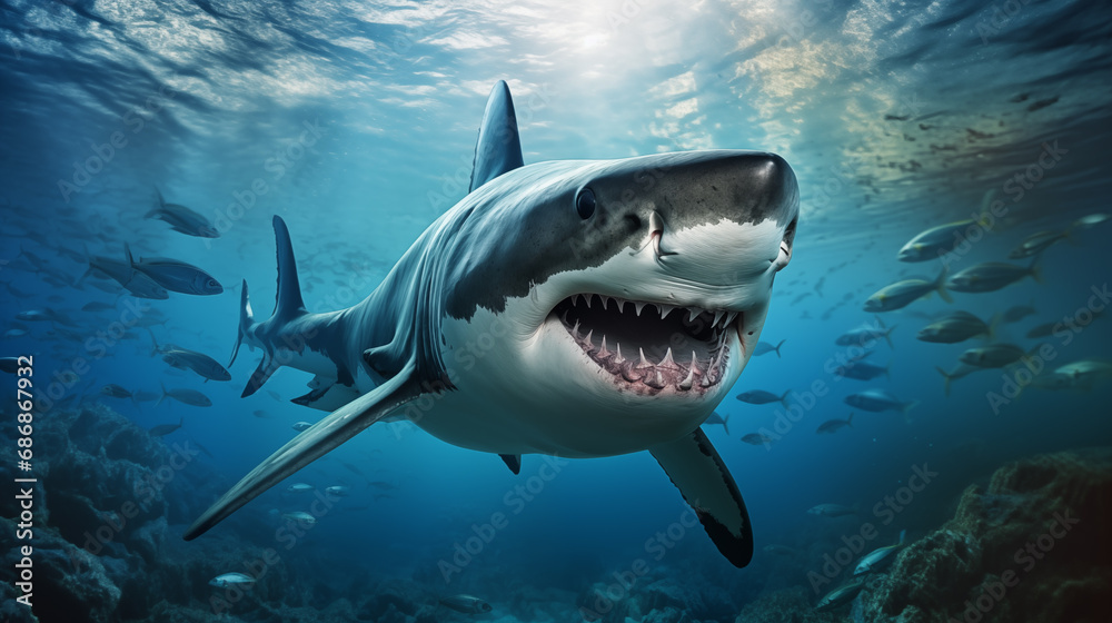 Fototapeta premium Great white shark underwater
