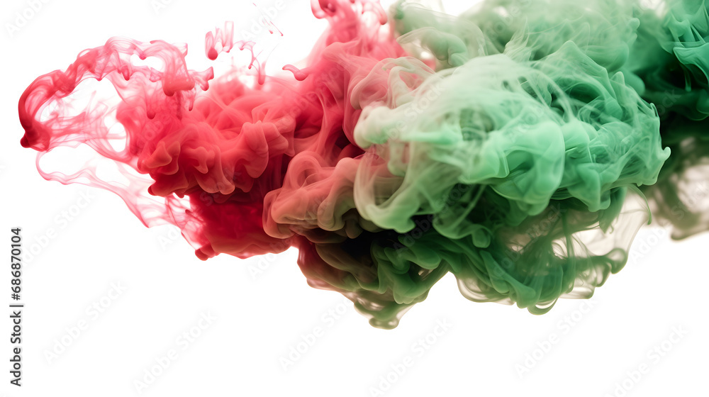 Contrasting Chroma: Red and Green Swirling Fumes on Abyssal White Canvas - Vivid Shades Coalescing in Enigmatic Whirls Contrasting Chroma: Red and Green Swirling Fumes on Abyssal White Canvas - Vivid Shades Coalescing in Enigmatic Whirls