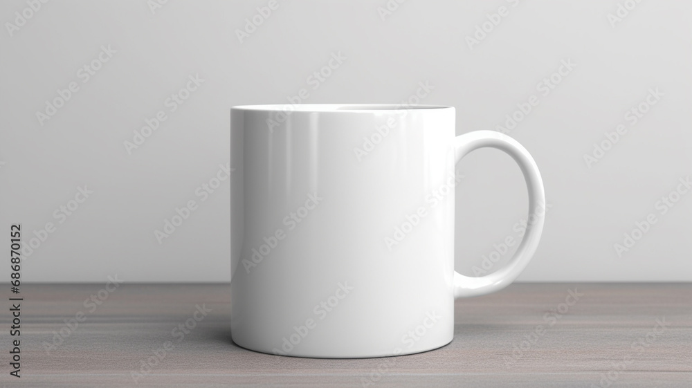 Obraz premium empty white mug on white wooden table