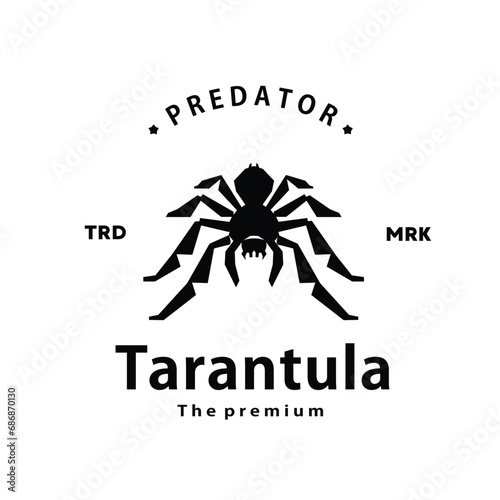 vintage retro hipster tarantula logo vector outline silhouette art icon