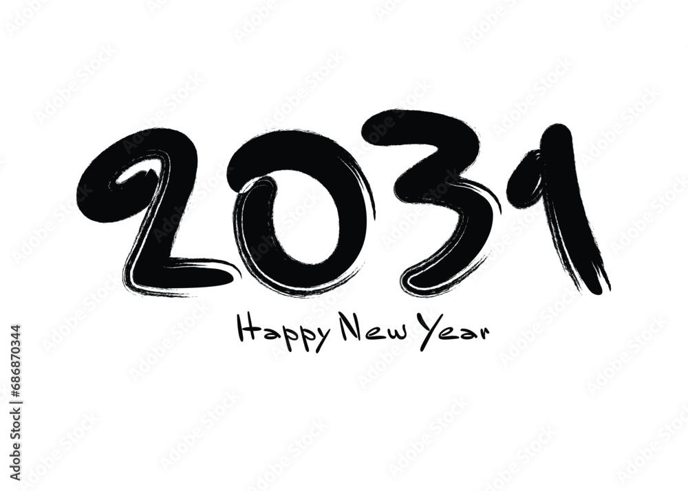 2031 Happy new year black vector illustration, numbers handwritten calligraphy, 2031 year vector, New year celebration, 2031 Number design on white background, typography lettering text vector 2031 Happy new year black vector illustration, numbers handwritten calligraphy, 2031 year vector, New year celebration, 2031 Number design on white background, typography lettering text vector