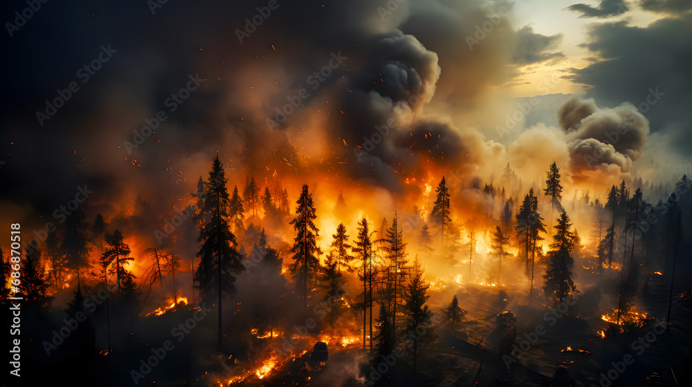 A large forest is on fire (Generative AI)