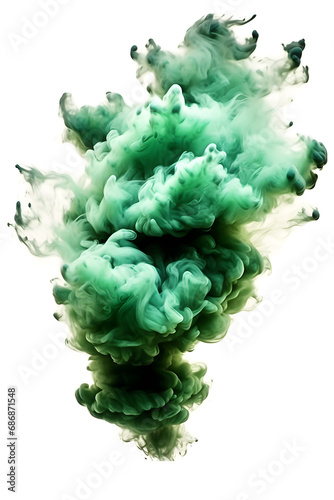 Atomic Nuclear green smoke explosion in a vertical flame shape
