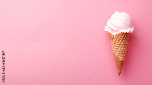 ice cream cone on pink background photo