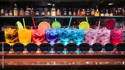 many delicious colorful cocktails (Generative AI)