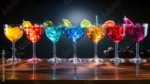 many delicious colorful cocktails (Generative AI)