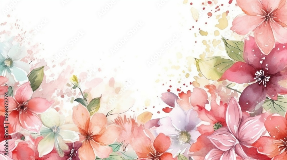 Watercolor flower white background