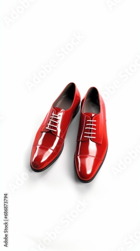 Red loafers on a white background