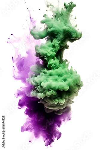 Emerald Green and Royal Purple: Ethereal Smoke on white backdrop