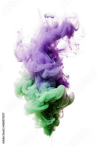 Emerald Green and Royal Purple: Ethereal Smoke on white backdrop