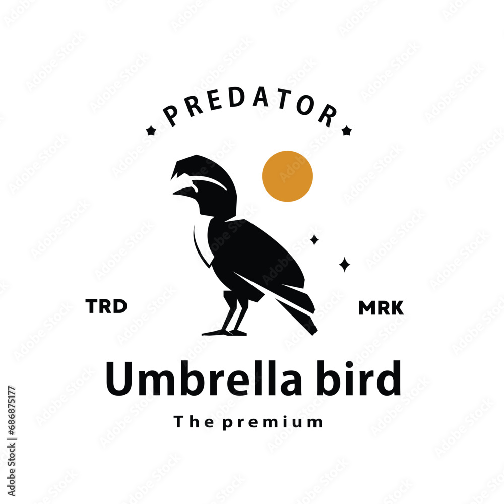 Fototapeta premium vintage retro hipster umbrella bird logo vector outline silhouette art 